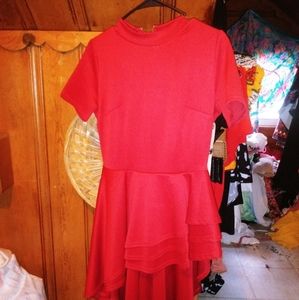 Asynetircal red blouse